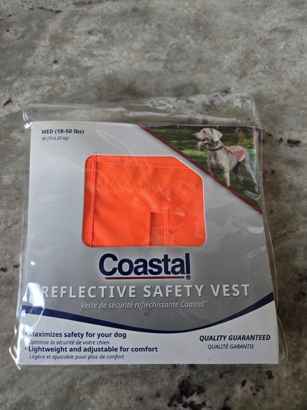 Coastal Reflective Safety Vest for Dogs - High-Visibility Orange (Medium)